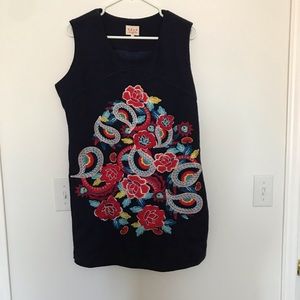 Embroidered navy winter dress